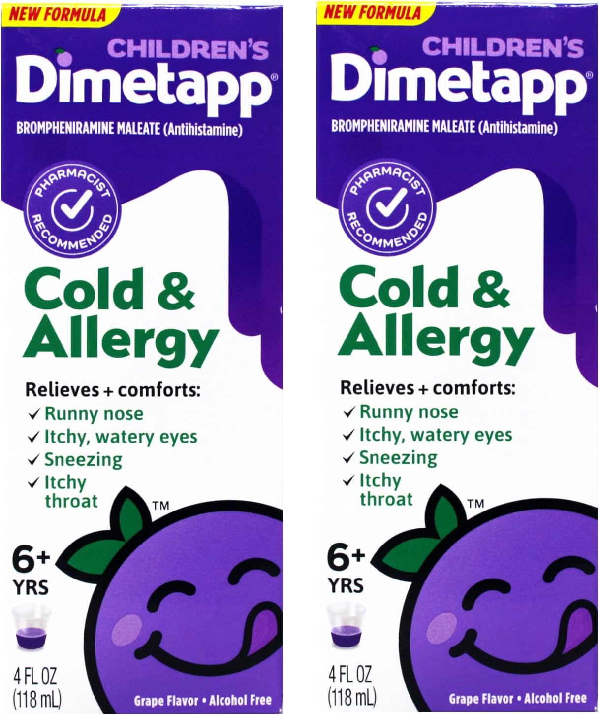 Dimetapp Dimetapp Childrens Cold Allergy Elixir Liquid Grape, Grape 4 oz (Pack of 2)