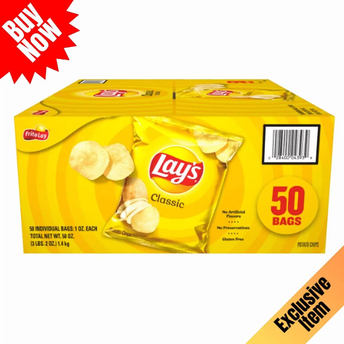 Lays Classic Potato Chips, 1 oz., 50 pk