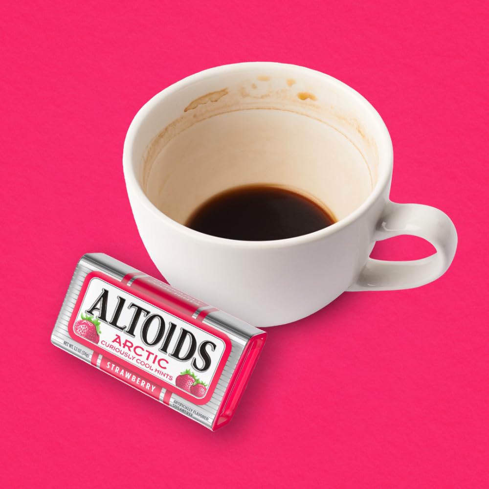 Altoids Arctic Strawberry Breath Mints, 1.2 oz Tins Bulk Size Pack of 8 for Travel Convenience and On-the-Go Refreshment