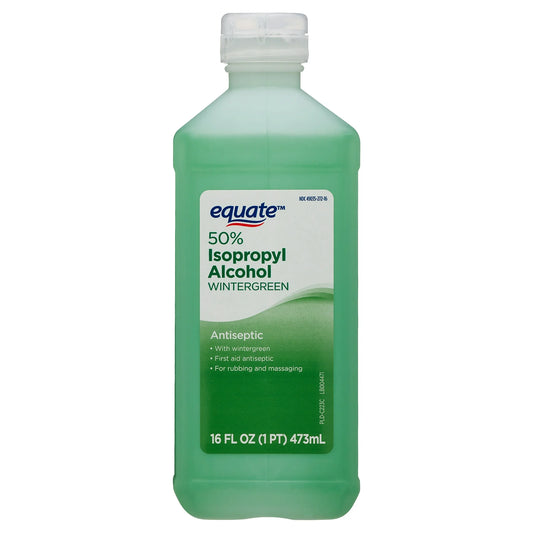 (12 pack) Equate 50% Isopropyl Alcohol Wintergreen Liquid Antiseptic, 16 fl oz