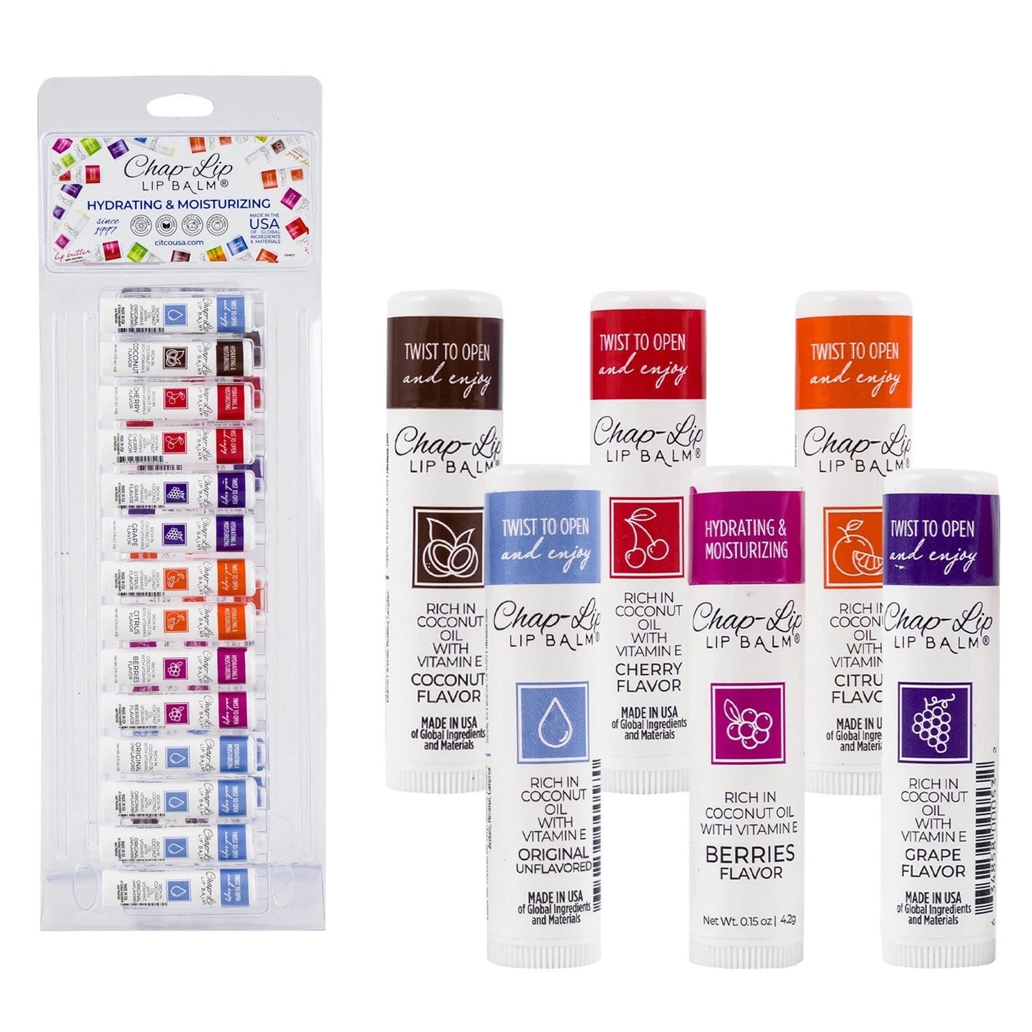 CHAP-LIP LIP BALM 28 CT DISPLAY ASSORTED FLAVORS - 100% NATURAL