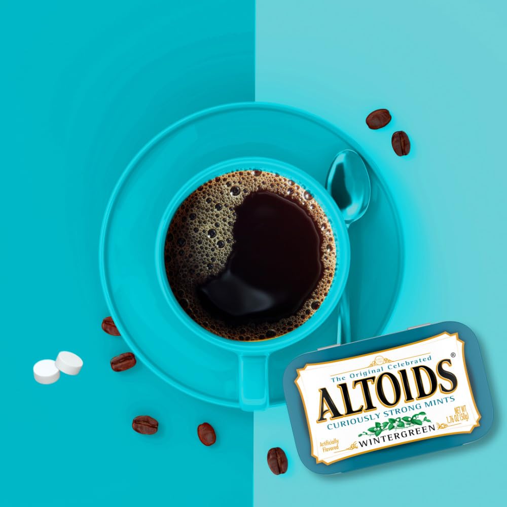 Altoids Wintergreen Breath Mints 1.76 oz Tin 6 Count Pack of 2, Bulk Size Breath Mints for Desks, Cars and Travel