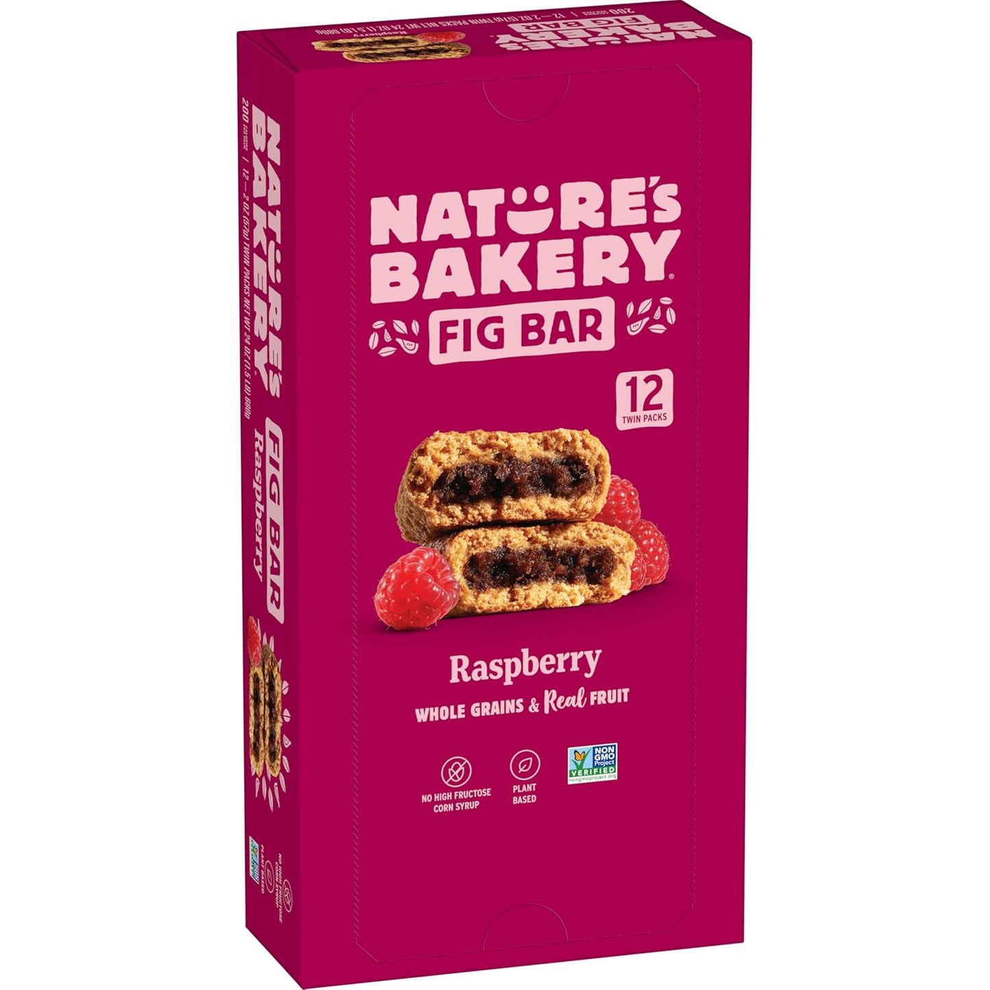 Nature’s Bakery Whole Wheat Fig Bars, Raspberry, Real Fruit, Vegan, Non-GMO, Snack bar, 1 box with 12 twin packs (12 twin packs) | bike-handlebars