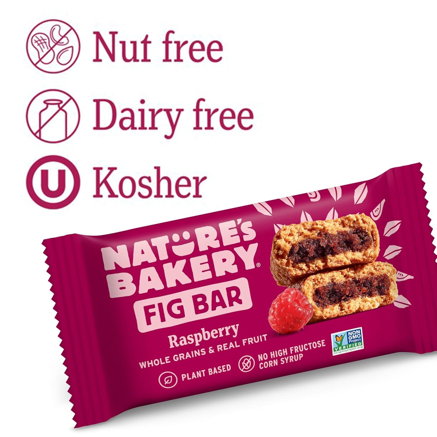 Nature’s Bakery Whole Wheat Fig Bars, Raspberry, Real Fruit, Vegan, Non-GMO, Snack bar, 1 box with 12 twin packs (12 twin packs) | bike-handlebars