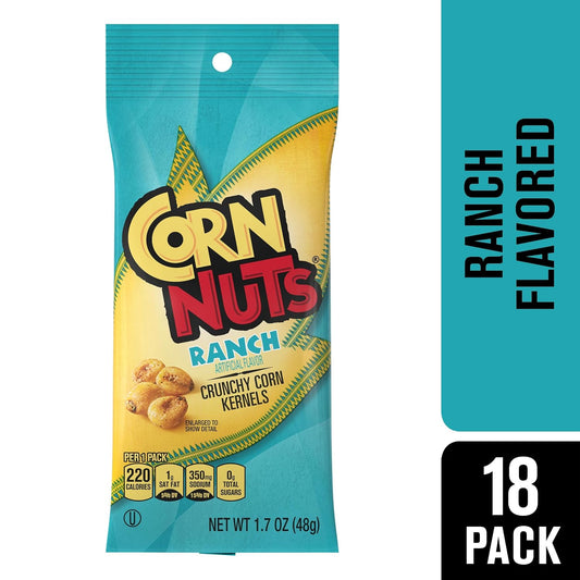 CORN NUTS Ranch Flavored Corn Kernels, Crunchy Corn Snacks, Snack Box, Variety Packs for Adults, 1.7 oz. (Pack of 18)