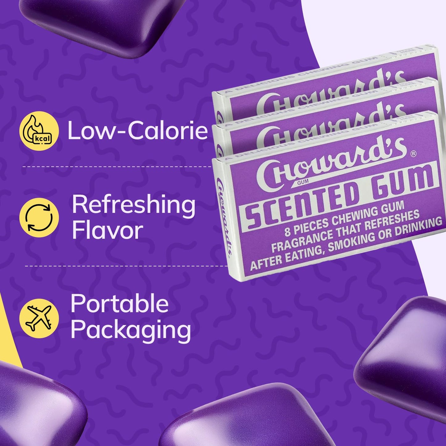 Choward's Scented Gum | Bold Aromatic Refreshing Flavor | Perfect for Fresh Breath, Travel, Sharing, and Gifting | Nostalgic Chewing Gum | Pack of 24 (8 Tablets Per Package, 24 Packages Per Box)