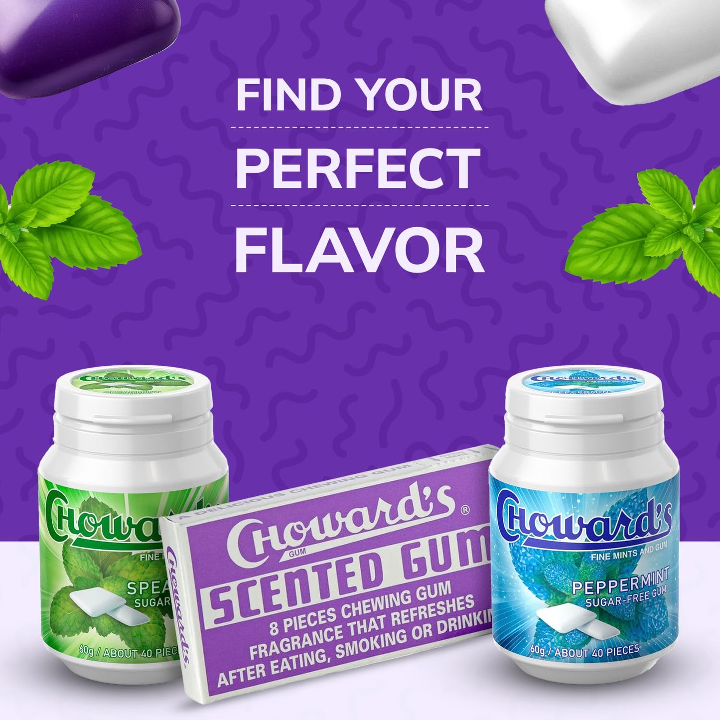 Choward's Scented Gum | Bold Aromatic Refreshing Flavor | Perfect for Fresh Breath, Travel, Sharing, and Gifting | Nostalgic Chewing Gum | Pack of 24 (8 Tablets Per Package, 24 Packages Per Box)