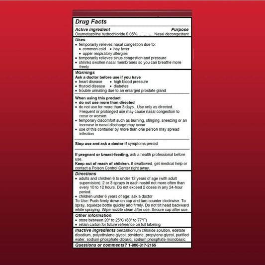 Afrin Original Maximum Strength 12 Hour Nasal Congestion Relief Spray - 3 Bottle