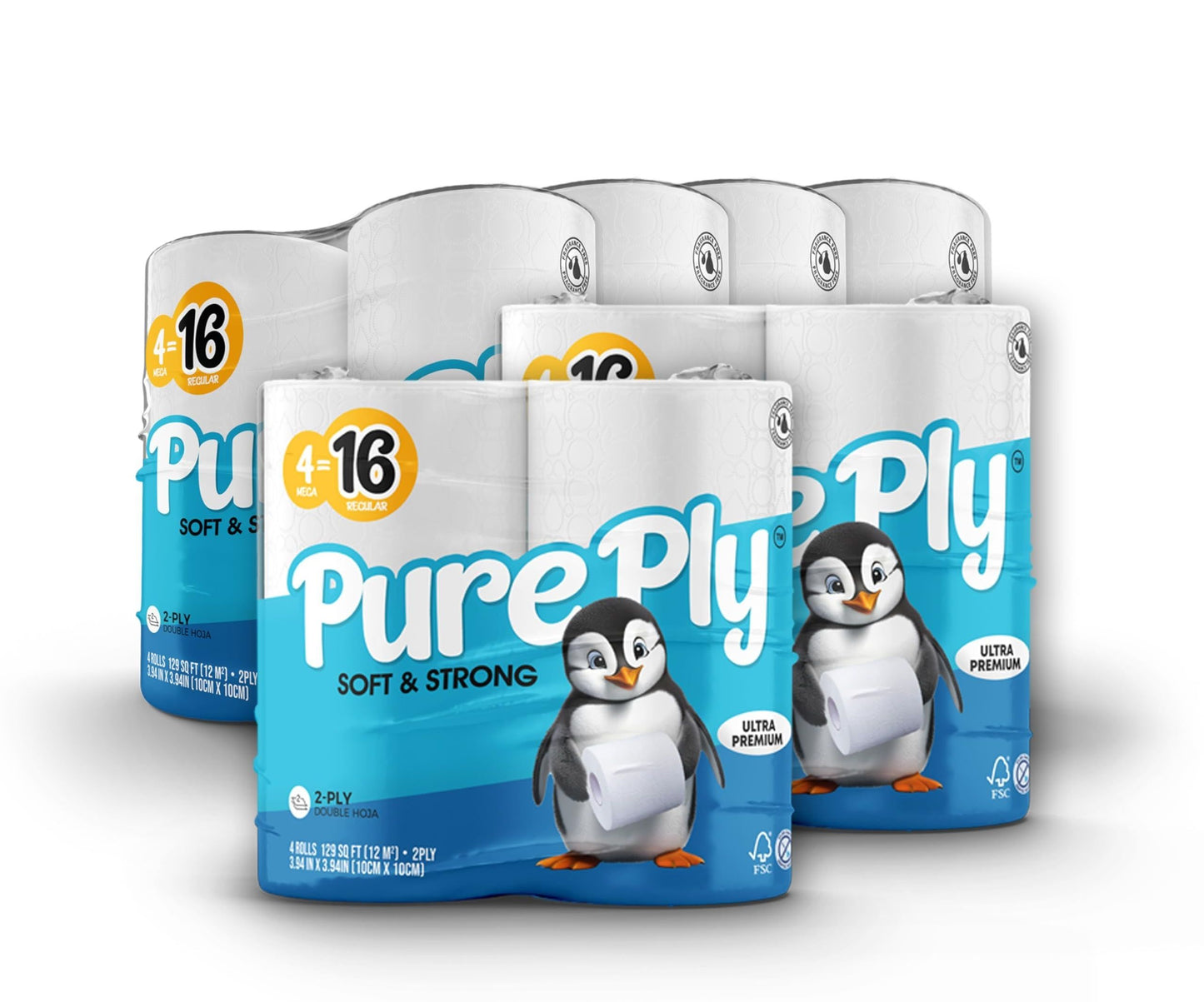 Pure ply toilet paper 2-ply 6/4pk