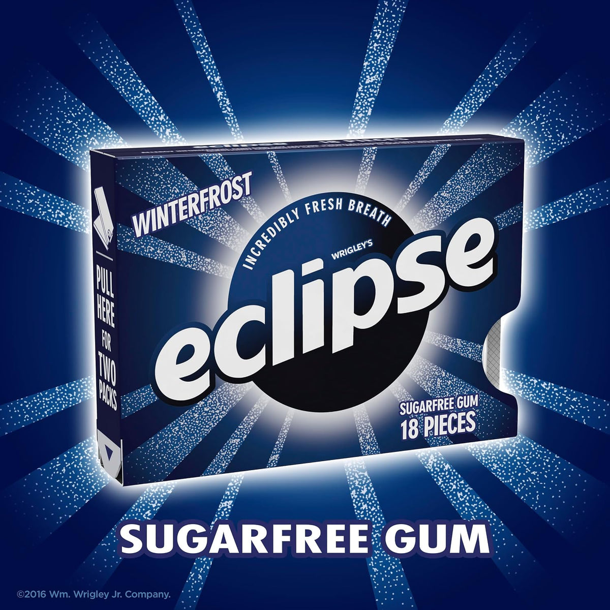 ECLIPSE Winterfrost Sugar Free Chewing Gum, Bulk Pack, 18 Piece, 8 Pack | Cool winterfrost sugar free gum, handy after meals, on commutes, busy days and road trips, lunch box, bulk pack