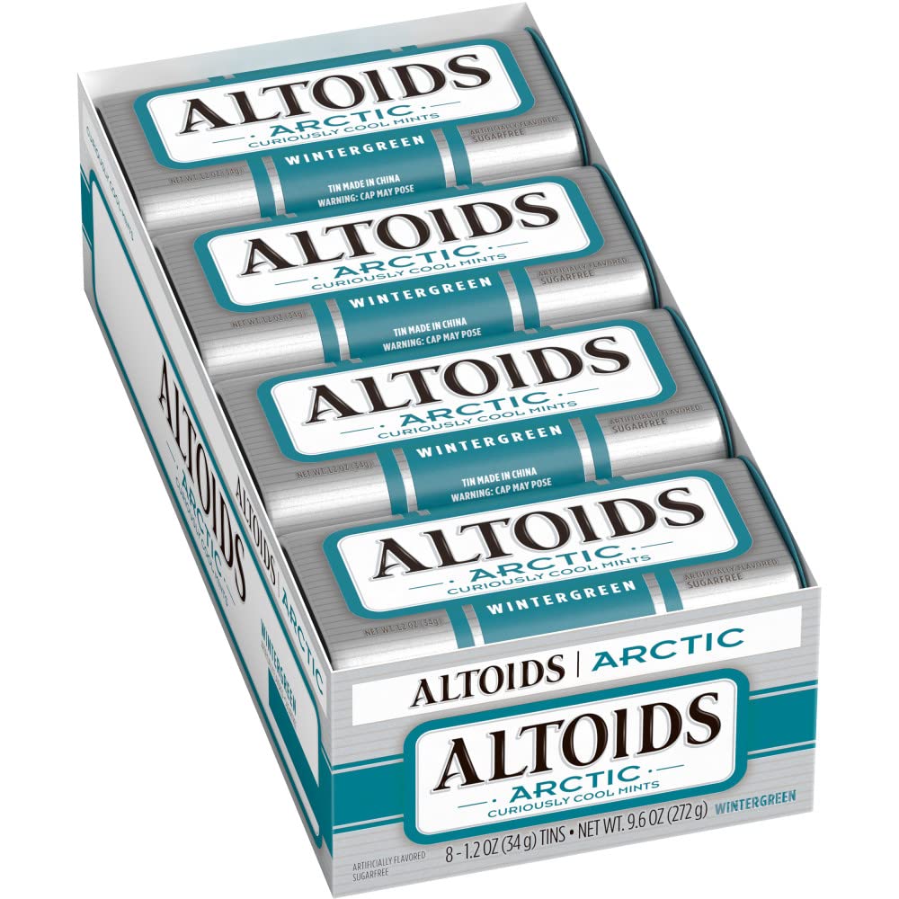 ALTOIDS Arctic Wintergreen Breath Mints Sugar Free Hard Candy Bulk, 1.2 oz Tin (8 Pack) Visit the Altoids Store