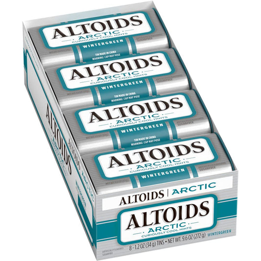 ALTOIDS Arctic Wintergreen Breath Mints Sugar Free Hard Candy Bulk, 1.2 oz Tin (8 Pack) Visit the Altoids Store