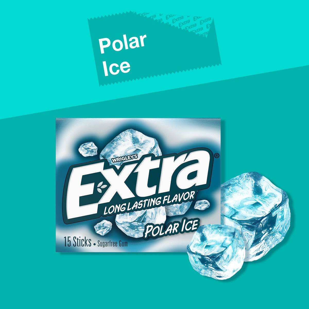 EXTRA Gum Polar Ice, Sugarfree Mint Chewing Gum Bulk Pack, 15 Ct, 10 Pack | Long Lasting Cool Mint Flavor for Fresh Breath, Individually Wrapped Bulk Packs for Sharing, Great for School, Work, Travel