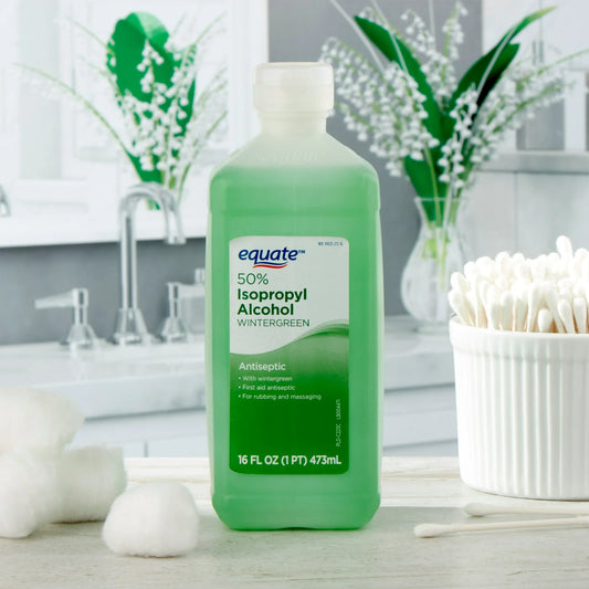 (12 pack) Equate 50% Isopropyl Alcohol Wintergreen Liquid Antiseptic, 16 fl oz