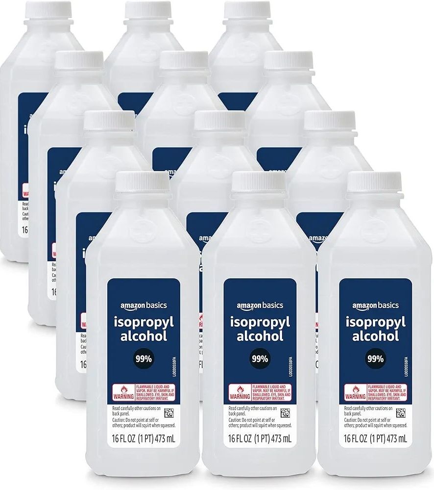 99% Isopropyl Alcohol 16 oz. Bottle, General Purpose Cleaner for Glass and PCB, Technical Grade, Alcohol for Nails (12)