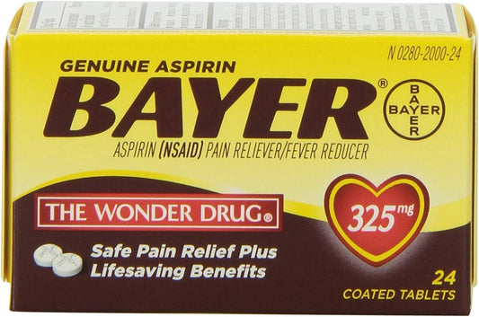 Genuine Bayer Aspirin 325mg Tablets, 24-Count (Pack of 2)