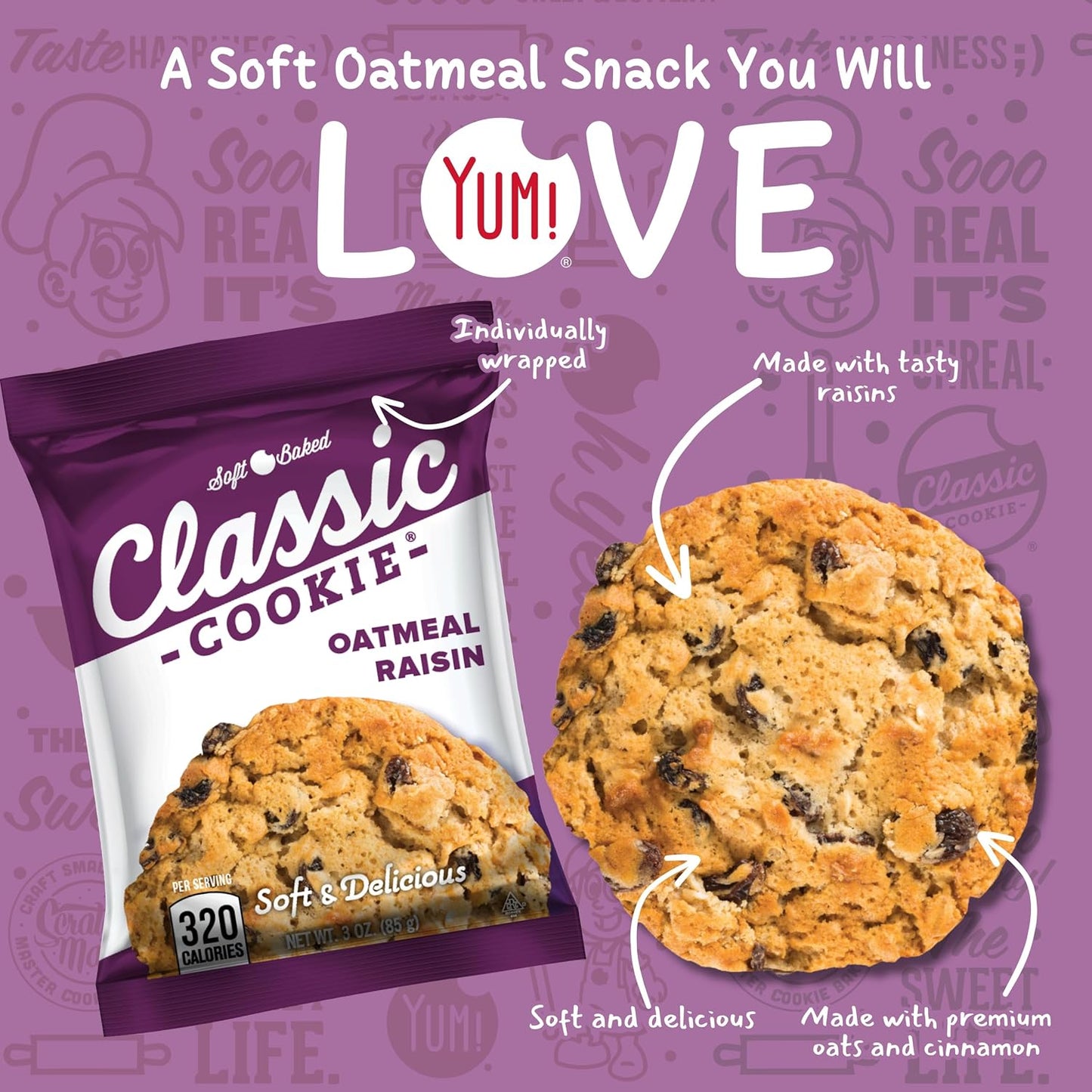 Classic Cookie, Soft Baked Cookie, Oatmeal Raisin 3oz, 8 Count Pack