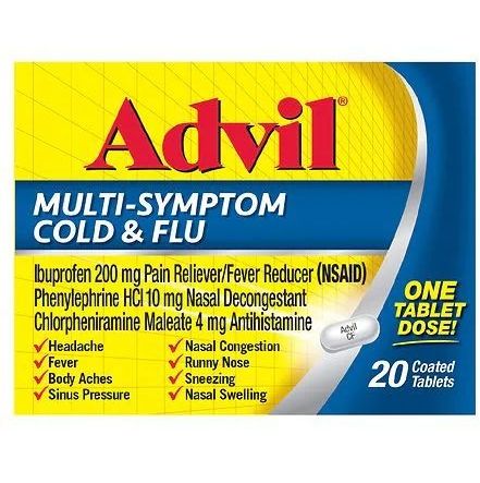 Advil Multi-Symptom Cold & Flu Pain Reliever/Fever Reducer Tablets, 20 ct. 3-24.