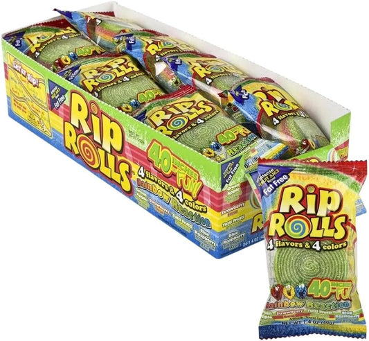 Rip Rolls - 24 Packs of Individually Wrapped 1.4 oz Rolls (Rainbow Reaction)